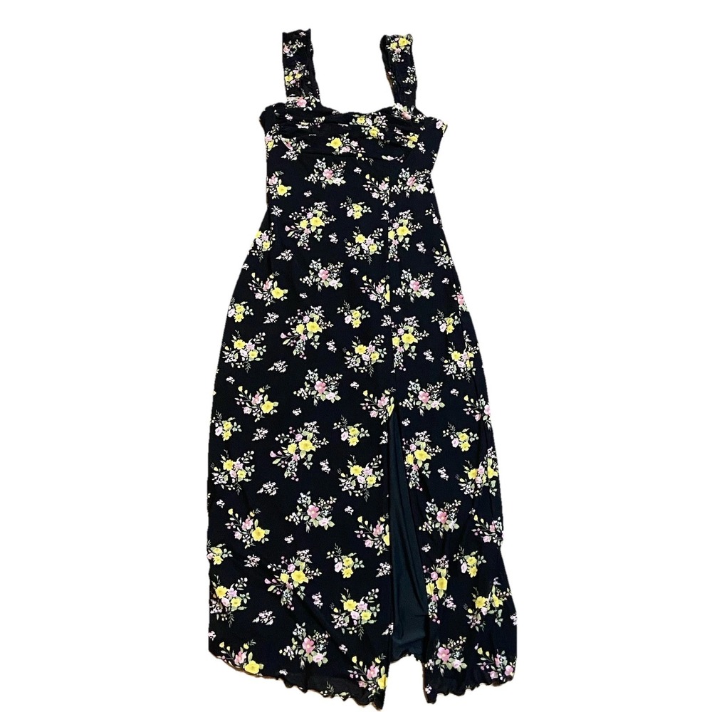 Forever 21 Black Floral Sundress Womens M Whimigoth Fairy Bobo Romantic Summer